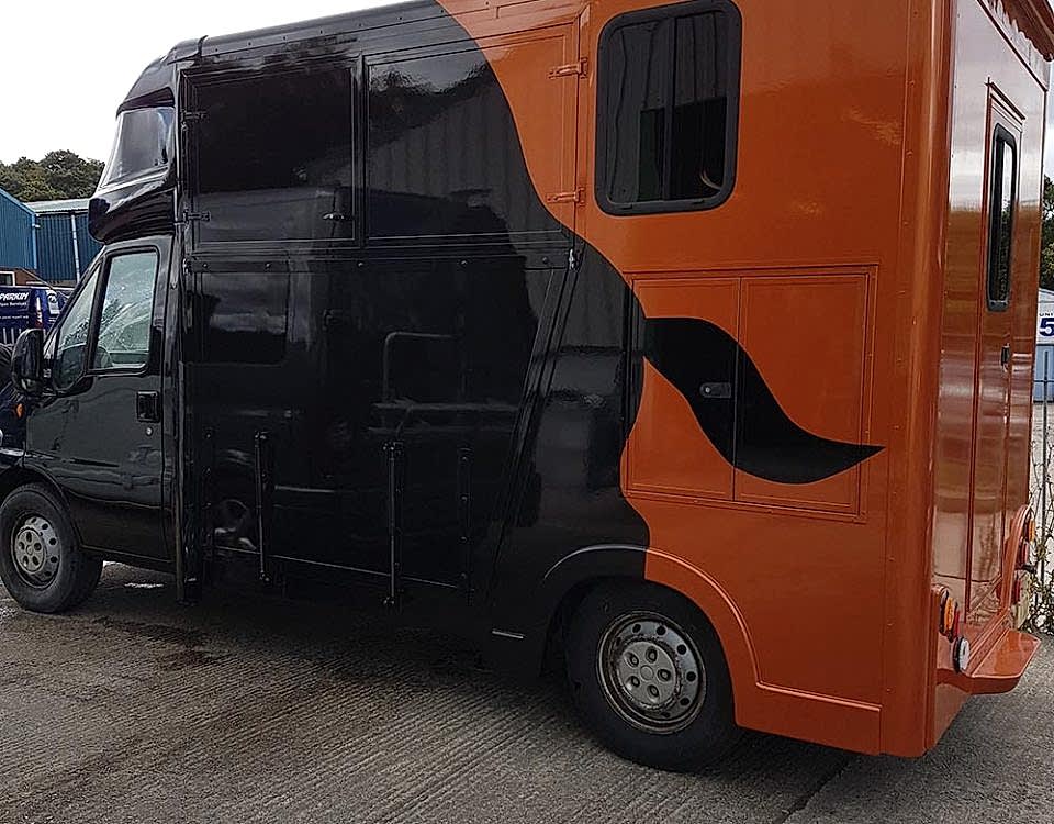 Orange and Black Horse Box Respray